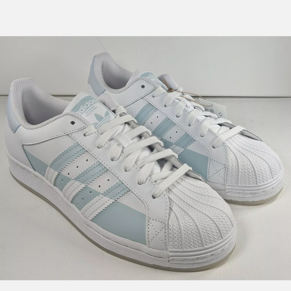 Adidas Superstar Sneakers White Blue Stripes Men's Size 8 FX5533